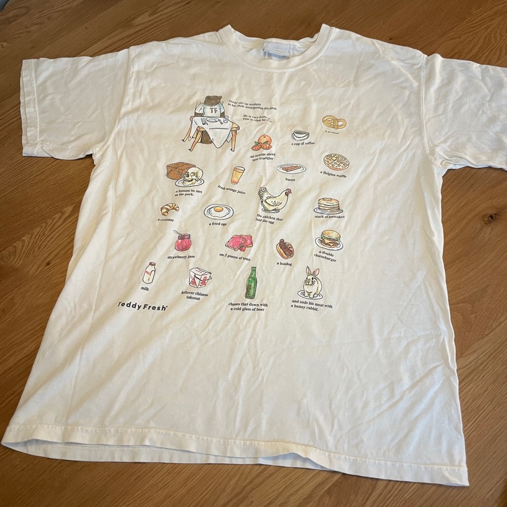 Teddy Fresh White Tee with Food Graphics 21.5x27